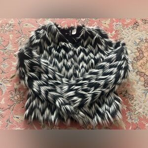 H&M Black and White Faux Fur Jacket